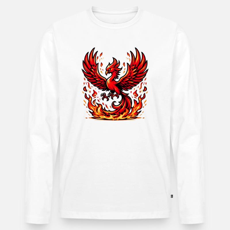 Roter Phönix - Männer Premium Bio Langarmshirt - Weiß
