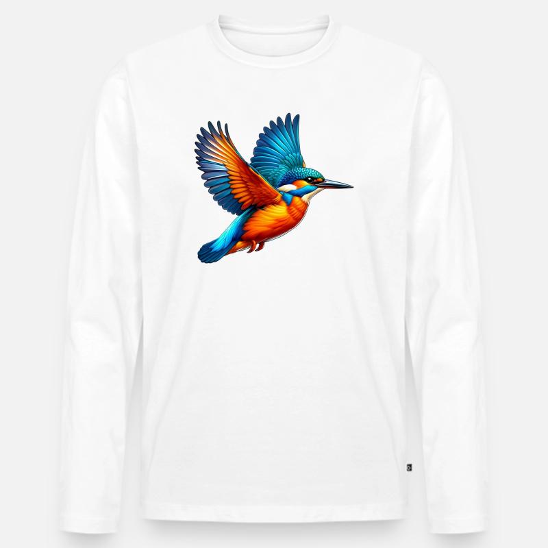 Eisvogel - Männer Premium Bio Langarmshirt - Weiß