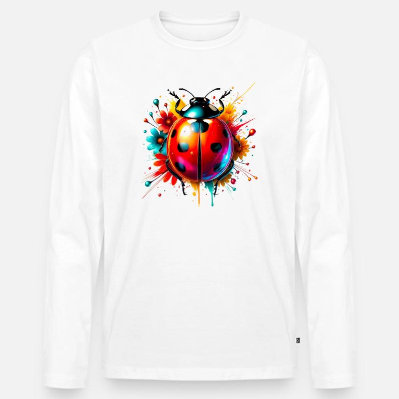 Marienkäfer - Männer Premium Bio Langarmshirt - Weiß