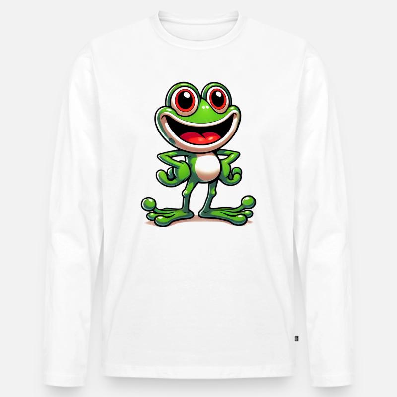 Frosch - Männer Premium Bio Langarmshirt - Weiß