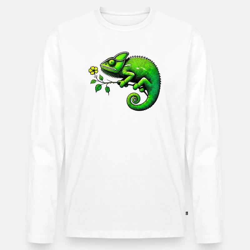 Chamäleon - Männer Premium Bio Langarmshirt - Weiß