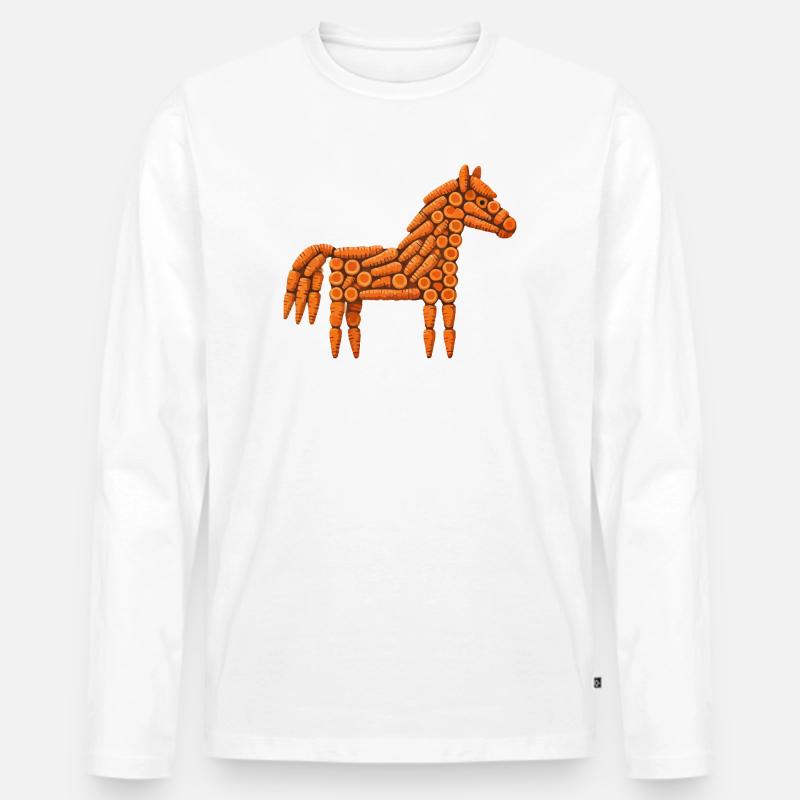 Karotten-Pferde-Muster - Männer Premium Bio Langarmshirt - Weiß