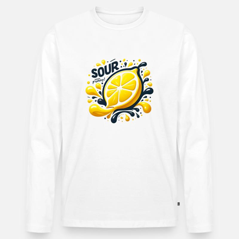 Zitrone Spritz-Splash - Männer Premium Bio Langarmshirt - Weiß