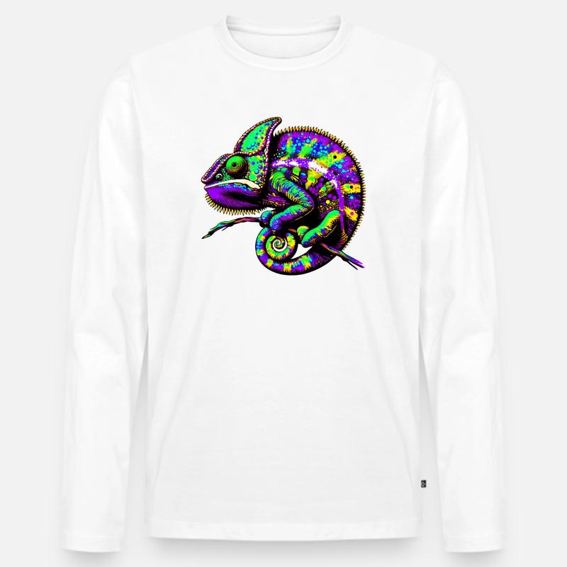 Chamäleon - Männer Premium Bio Langarmshirt - Weiß