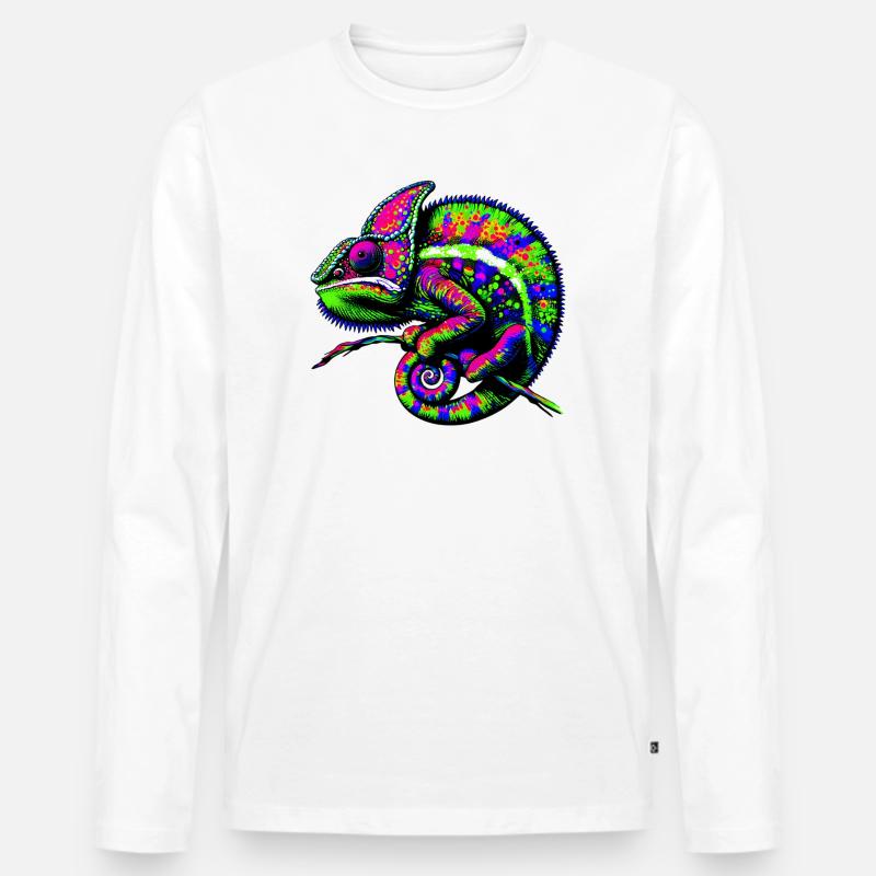Chamäleon - Männer Premium Bio Langarmshirt - Weiß