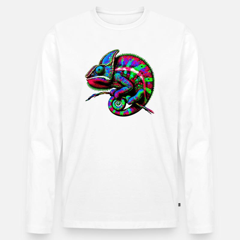Chamäleon - Männer Premium Bio Langarmshirt - Weiß