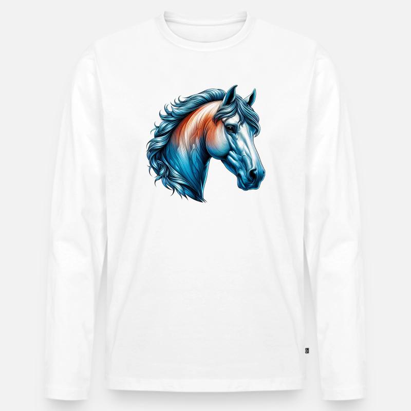 Pferd - Männer Premium Bio Langarmshirt - Weiß