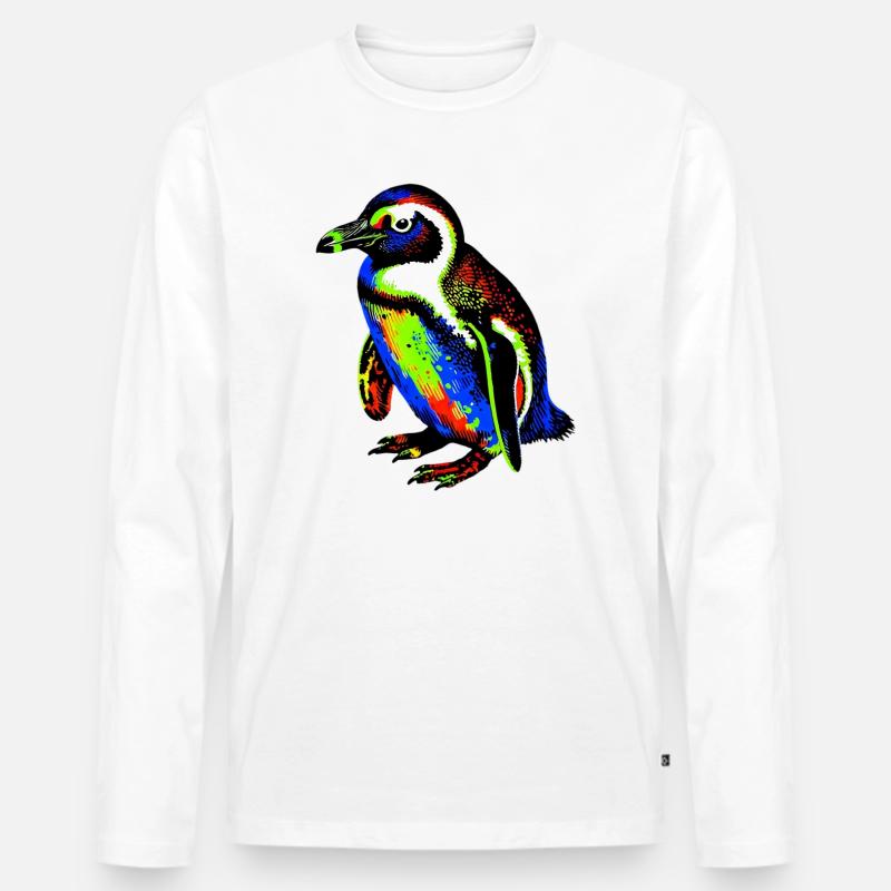 Pinguin - Männer Premium Bio Langarmshirt - Weiß
