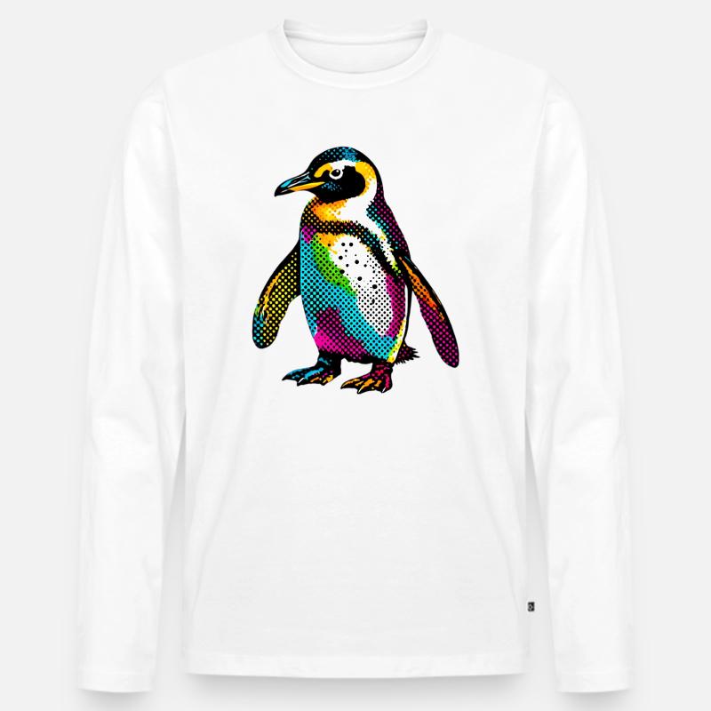 Pinguin - Männer Premium Bio Langarmshirt - Weiß
