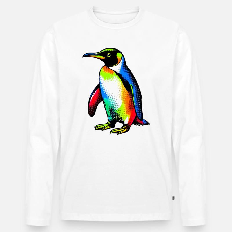 Pinguin - Männer Premium Bio Langarmshirt - Weiß