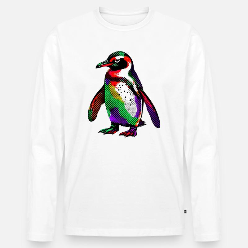 Pinguin - Männer Premium Bio Langarmshirt - Weiß