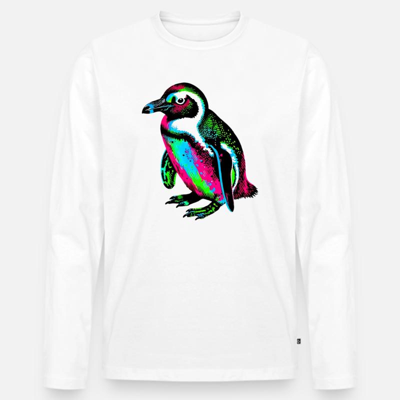 Pinguin - Männer Premium Bio Langarmshirt - Weiß