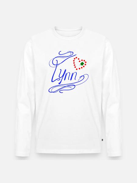 Lynn with heart and shamrock - Men's Premium Organic Long Sleeve Shirt - white