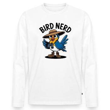 Bird Nerd Explorer - Men's Premium Organic Long Sleeve Shirt - white - Front - Nico (187cm)