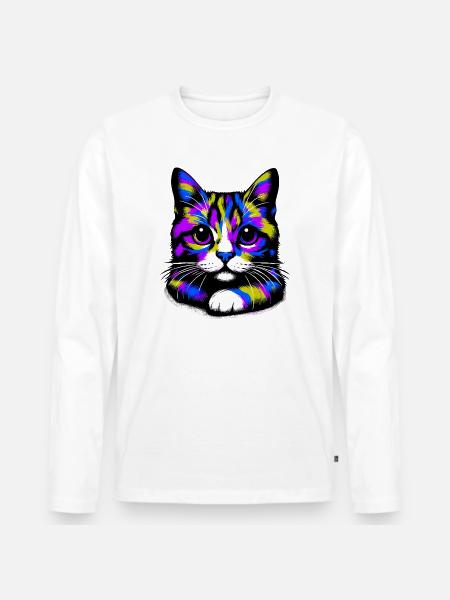 Cat - Men's Premium Organic Long Sleeve Shirt - white