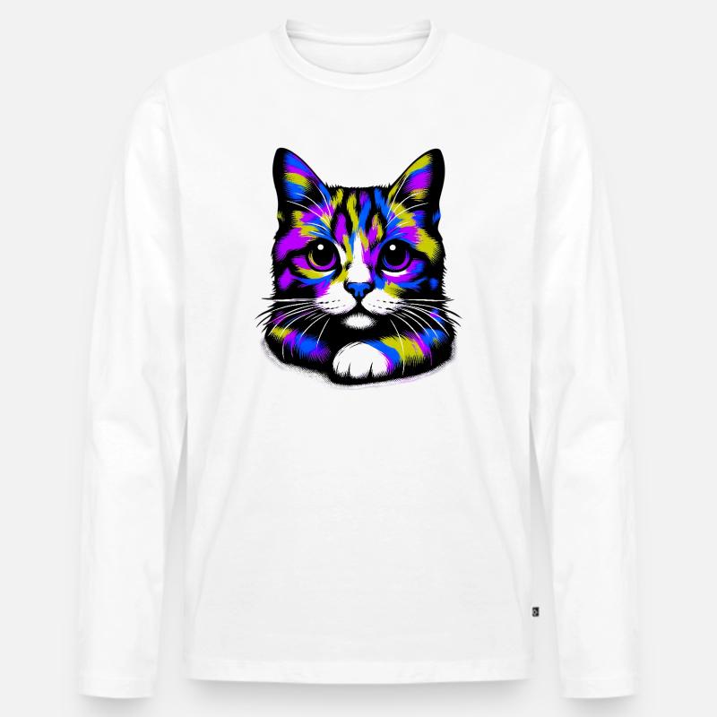 Katze - Männer Premium Bio Langarmshirt - Weiß