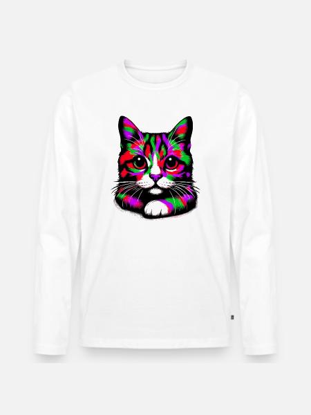Chat - T-shirt manches longues Premium bio Homme - blanc