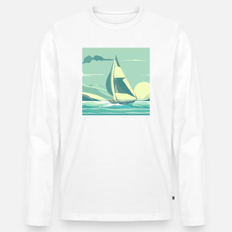 Sailing Boat - Männer Premium Bio Langarmshirt - Weiß