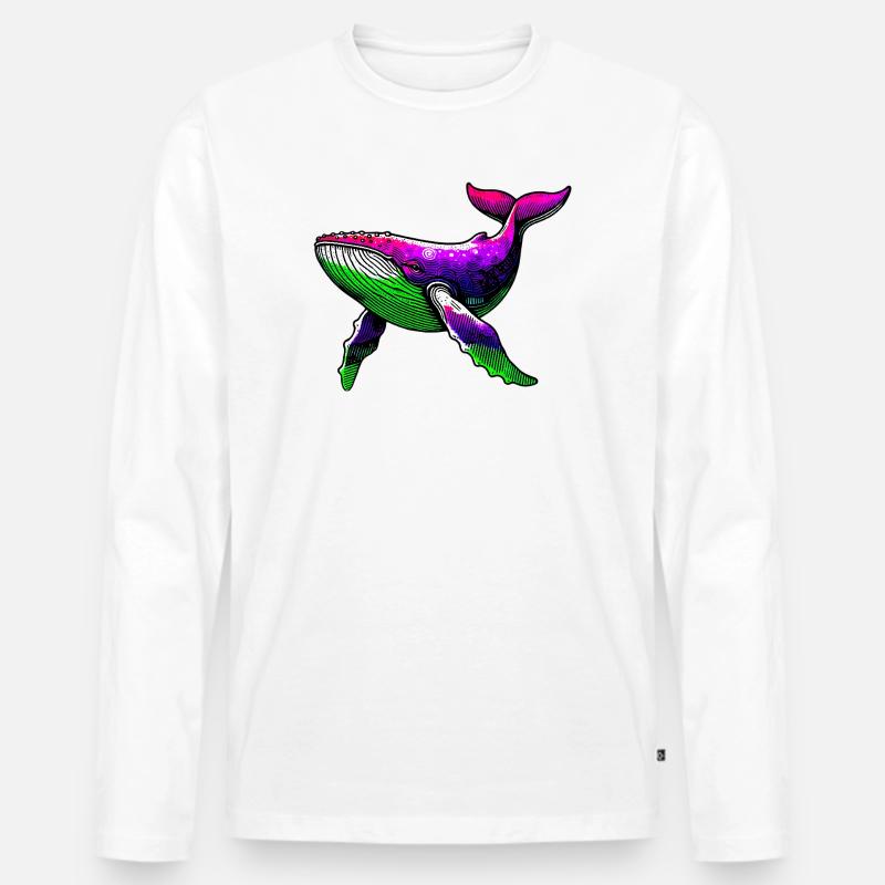 Wal - Männer Premium Bio Langarmshirt - Weiß