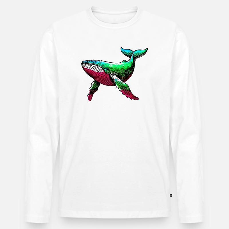Wal - Männer Premium Bio Langarmshirt - Weiß