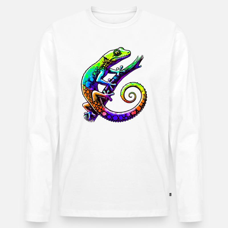 Gecko - Männer Premium Bio Langarmshirt - Weiß