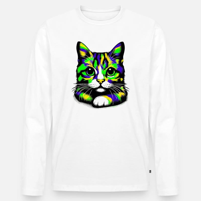 Katze - Männer Premium Bio Langarmshirt - Weiß