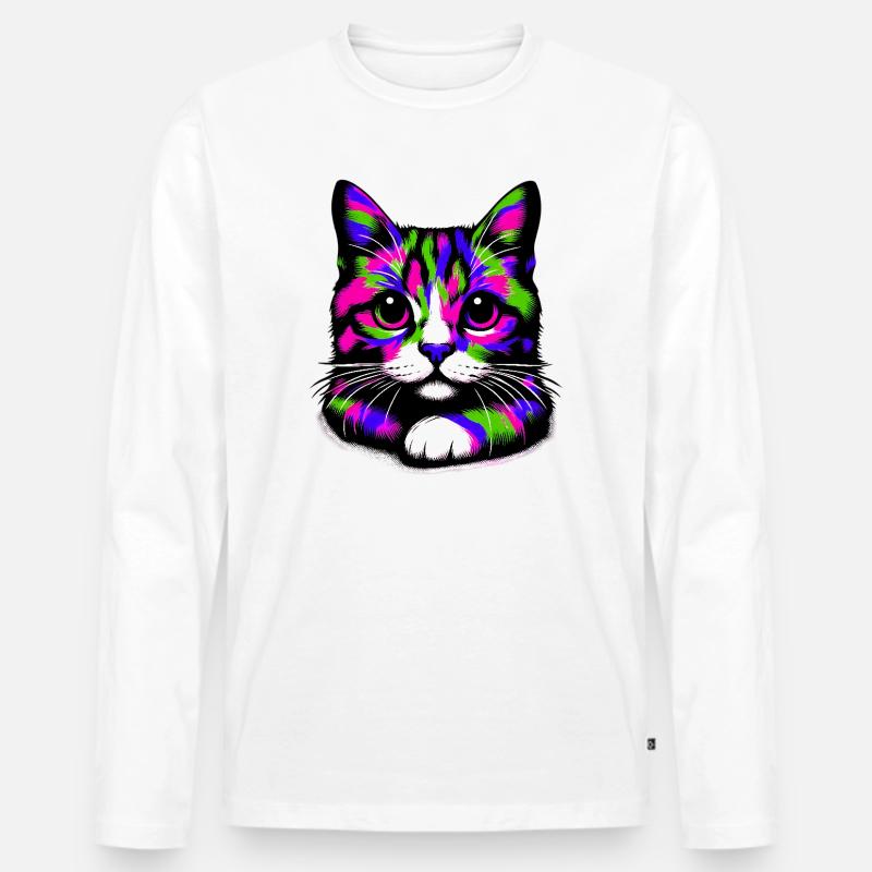Katze - Männer Premium Bio Langarmshirt - Weiß