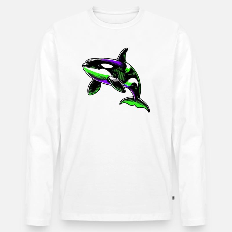 Schwertwal - Männer Premium Bio Langarmshirt - Weiß