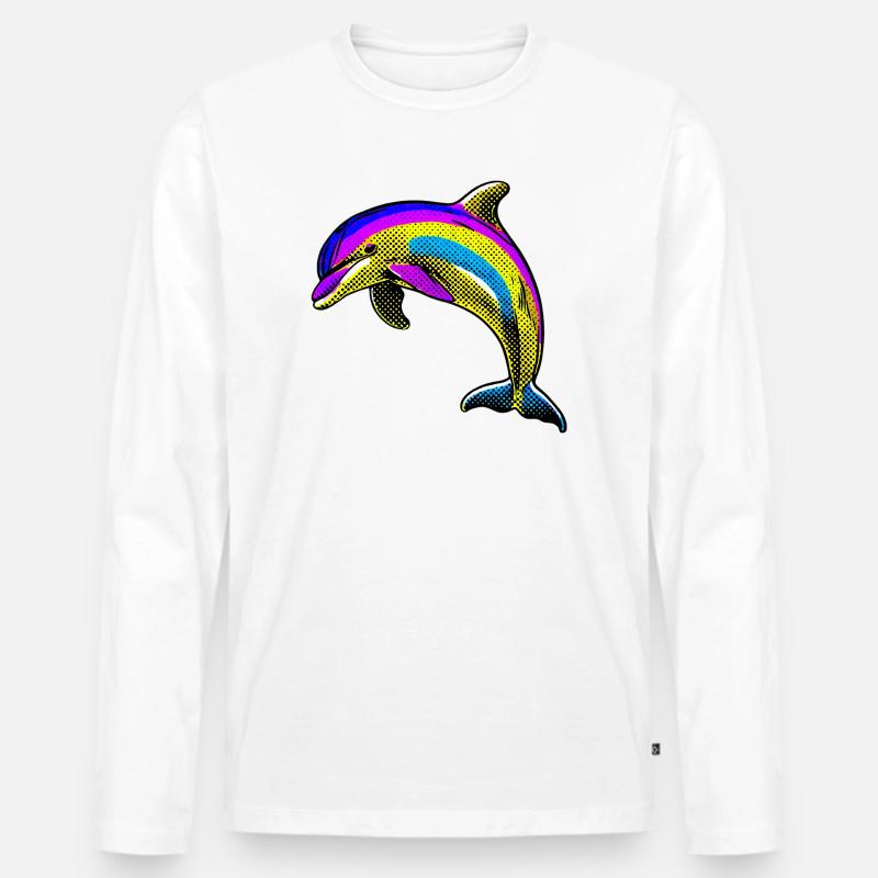 Delfin - Männer Premium Bio Langarmshirt - Weiß