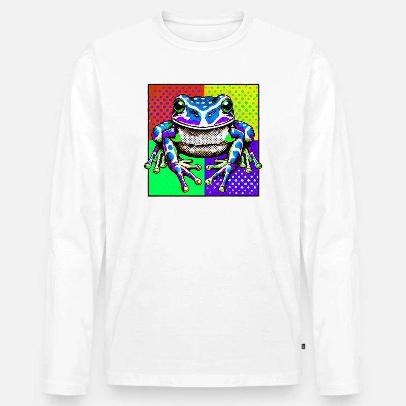 Frosch - Männer Premium Bio Langarmshirt - Weiß
