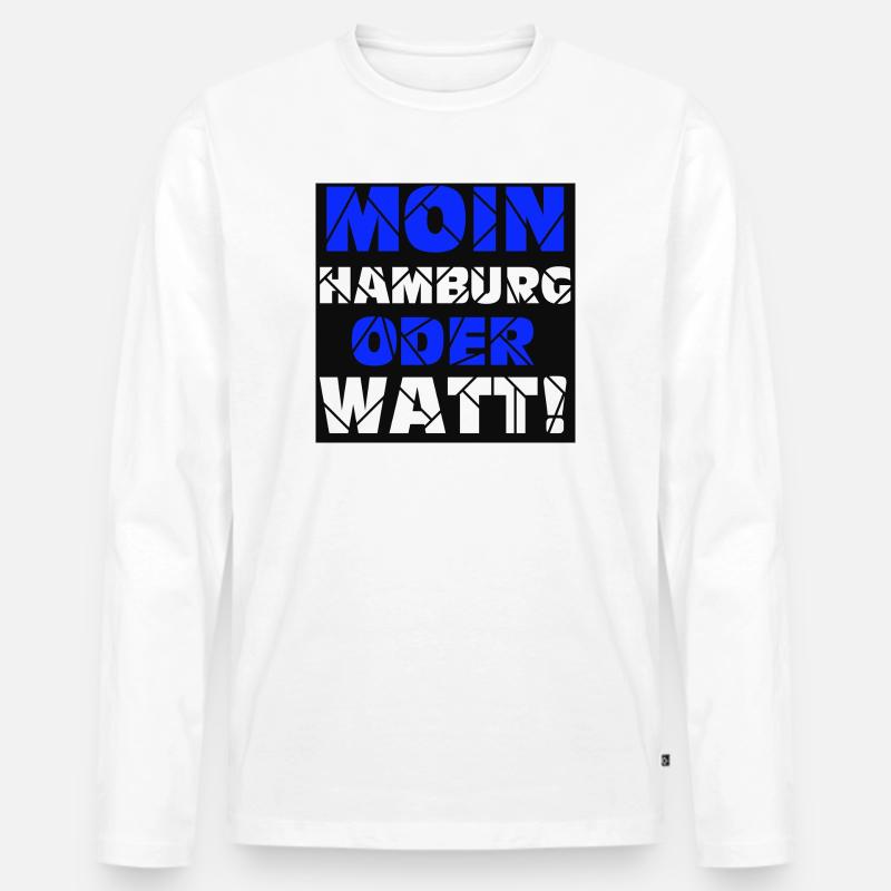 Hamburg , Moin oder watt (25) - Männer Premium Bio Langarmshirt - Weiß