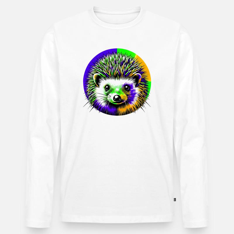 Igel - Männer Premium Bio Langarmshirt - Weiß