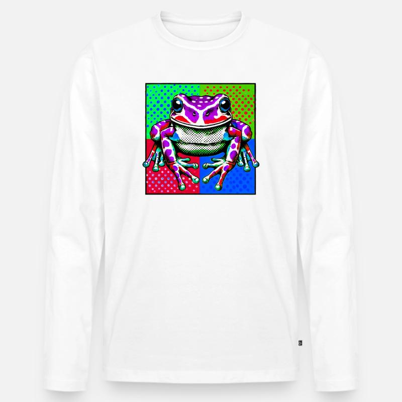 Frosch - Männer Premium Bio Langarmshirt - Weiß