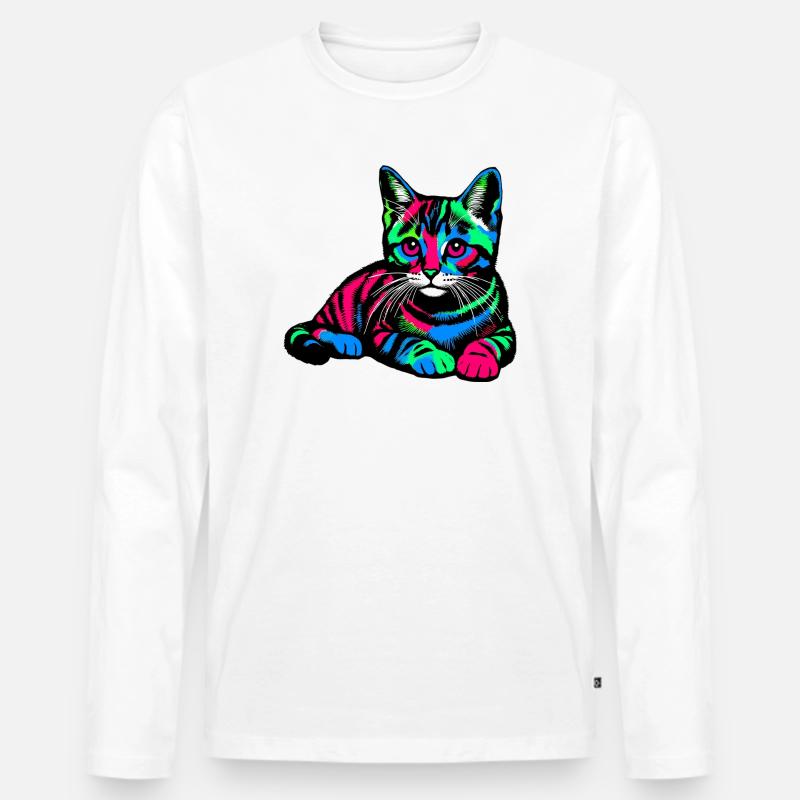 Katze - Männer Premium Bio Langarmshirt - Weiß