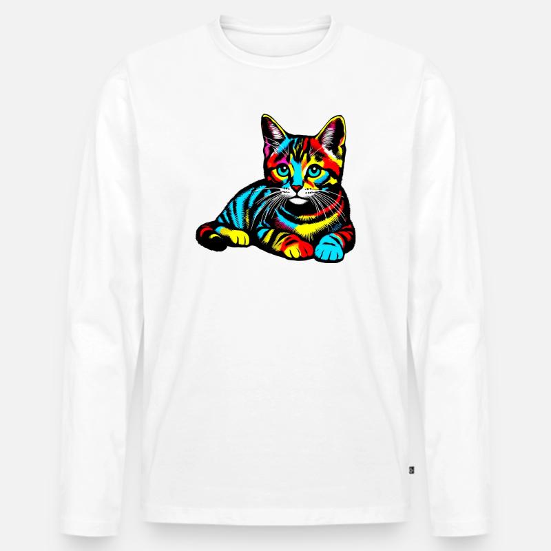 Katze - Männer Premium Bio Langarmshirt - Weiß