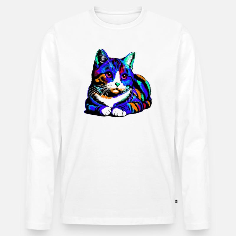 Katze - Männer Premium Bio Langarmshirt - Weiß