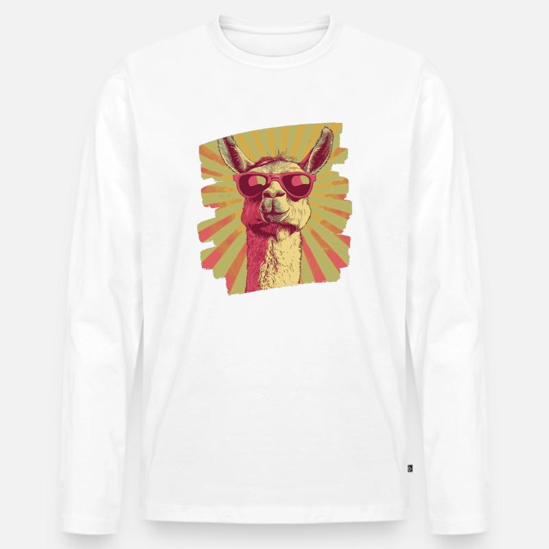 Alpaka - Männer Premium Bio Langarmshirt - Weiß