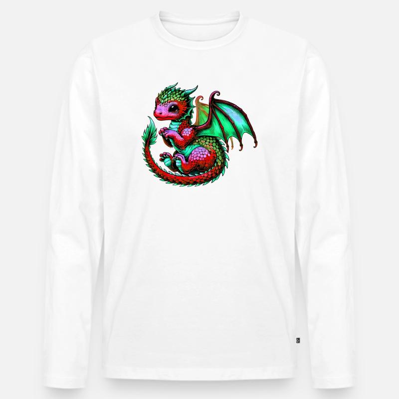 Drache - Männer Premium Bio Langarmshirt - Weiß