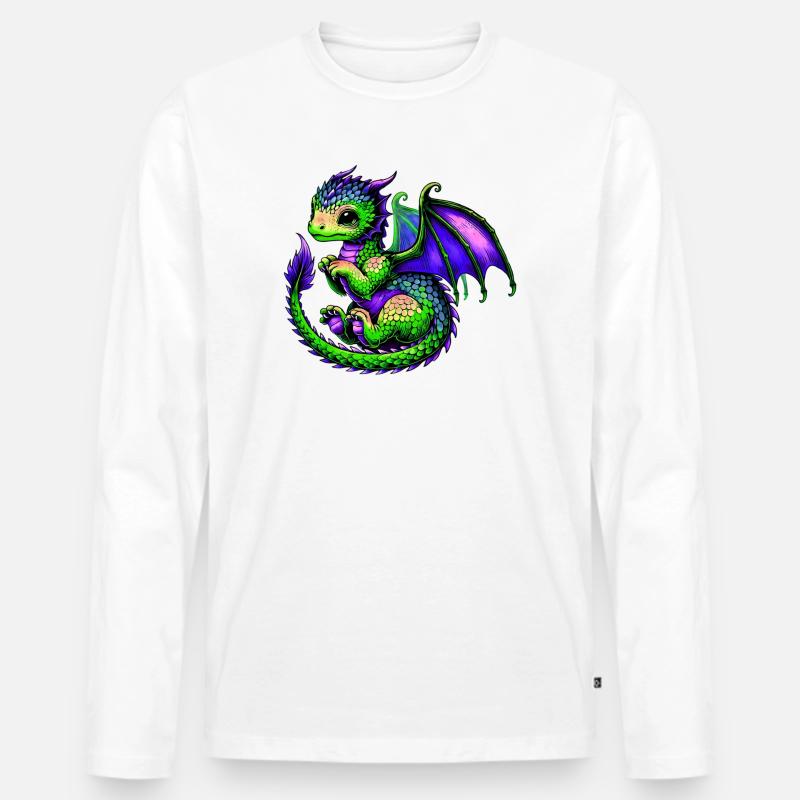 Drache - Männer Premium Bio Langarmshirt - Weiß
