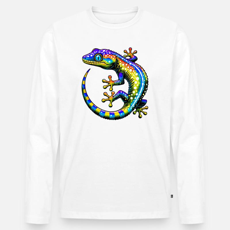 Gecko - Männer Premium Bio Langarmshirt - Weiß