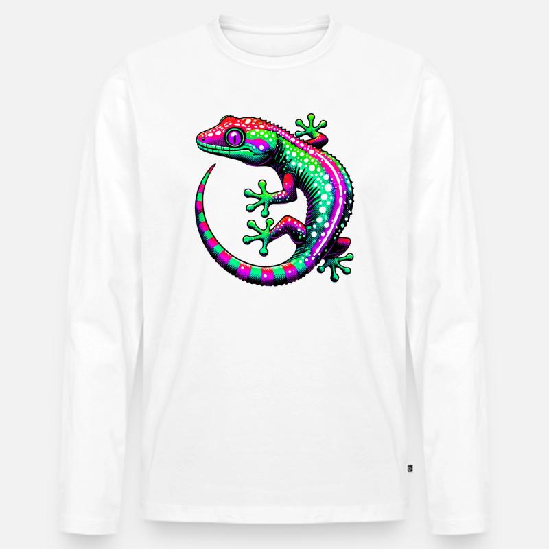 Gecko - Männer Premium Bio Langarmshirt - Weiß