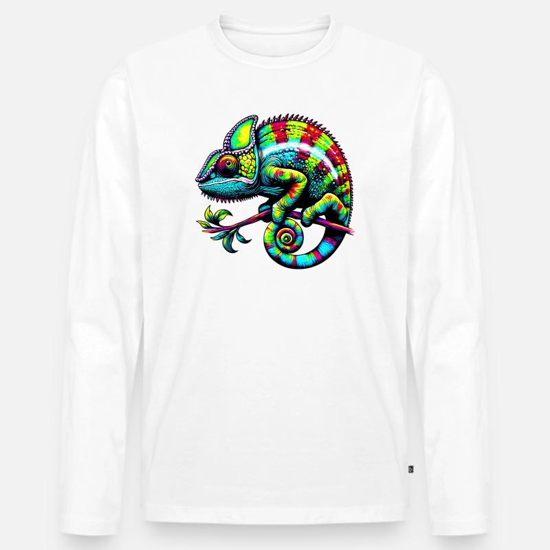 Chamäleon - Männer Premium Bio Langarmshirt - Weiß