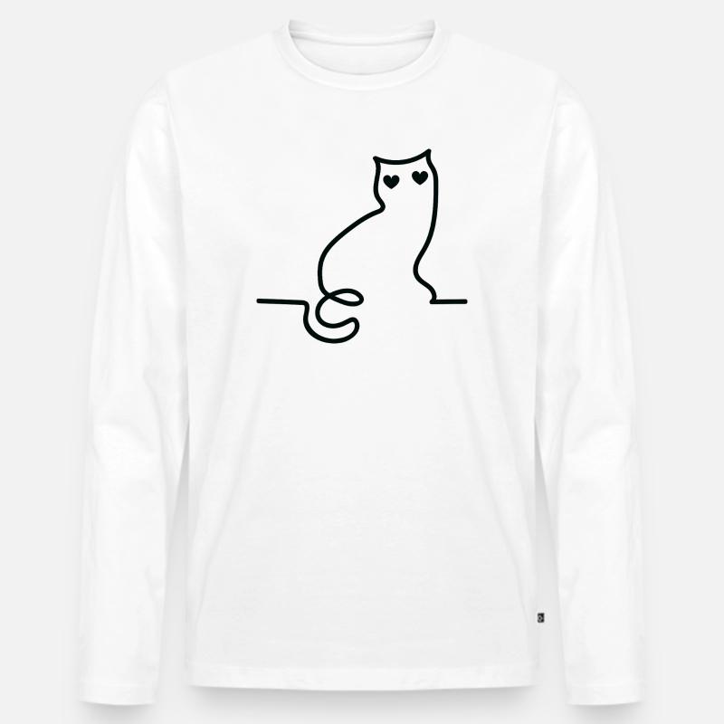 Katze - Männer Premium Bio Langarmshirt - Weiß