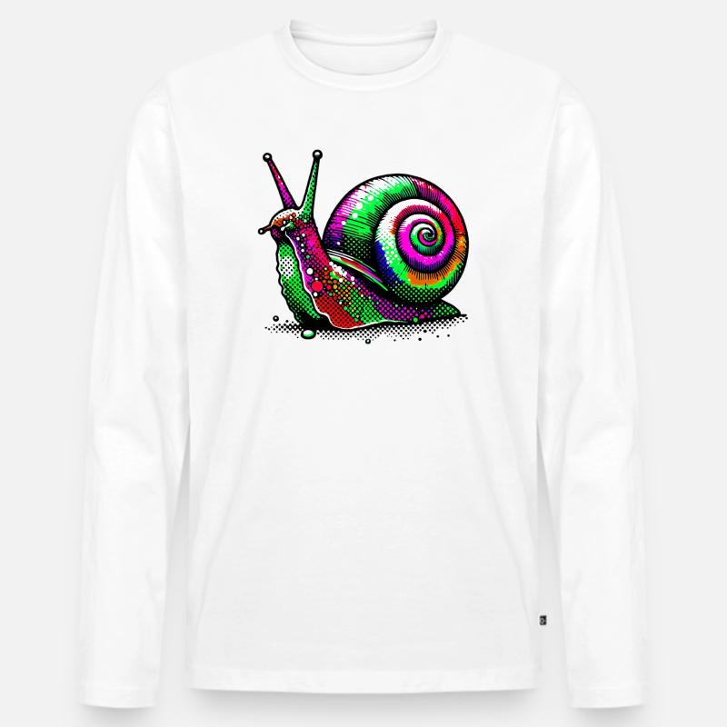 Schnecke - Männer Premium Bio Langarmshirt - Weiß