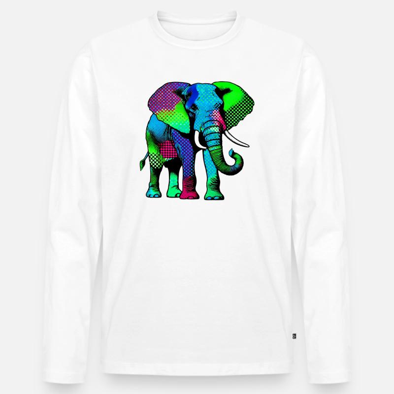 Elefant - Männer Premium Bio Langarmshirt - Weiß