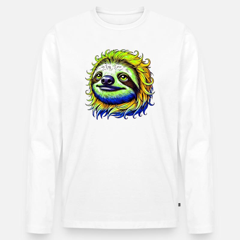 Faultier - Männer Premium Bio Langarmshirt - Weiß