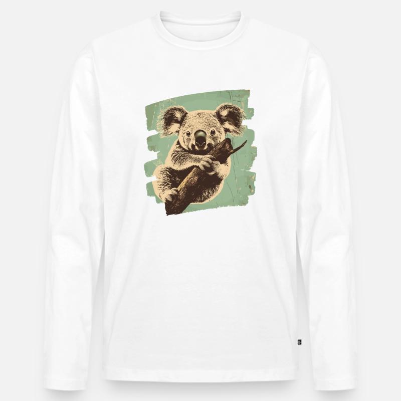 Koala Bär - Männer Premium Bio Langarmshirt - Weiß