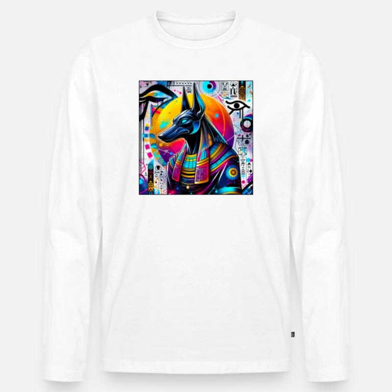 Anubis - Männer Premium Bio Langarmshirt - Weiß