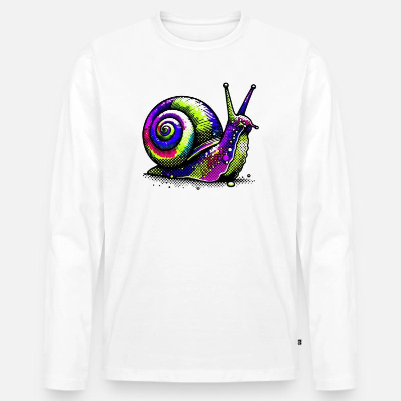 Schnecke - Männer Premium Bio Langarmshirt - Weiß