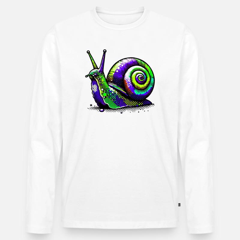 Schnecke - Männer Premium Bio Langarmshirt - Weiß